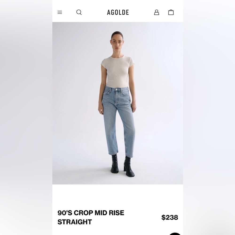 Agolde 90s Crop Mid Rise Straight Jean